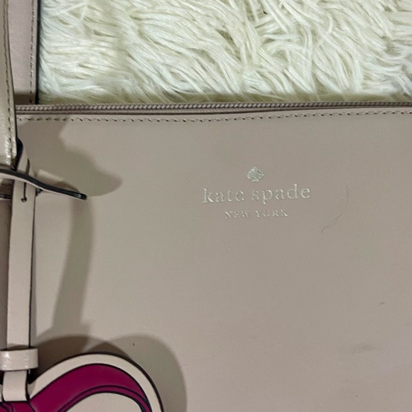 SOLD Kate Spade New York Cassy XL Leather Shopper Bow Tie Fab Lavender Gray Tote - Picture 2 of 15